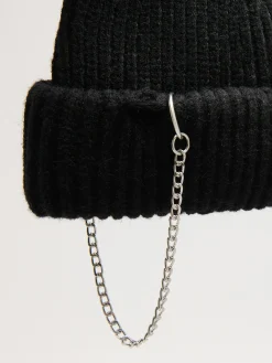 Fashion Czarna czapka docker z dzianiny Czapki