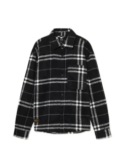 Discount Czarna flanelowa koszula z domieszką wełny Koszule