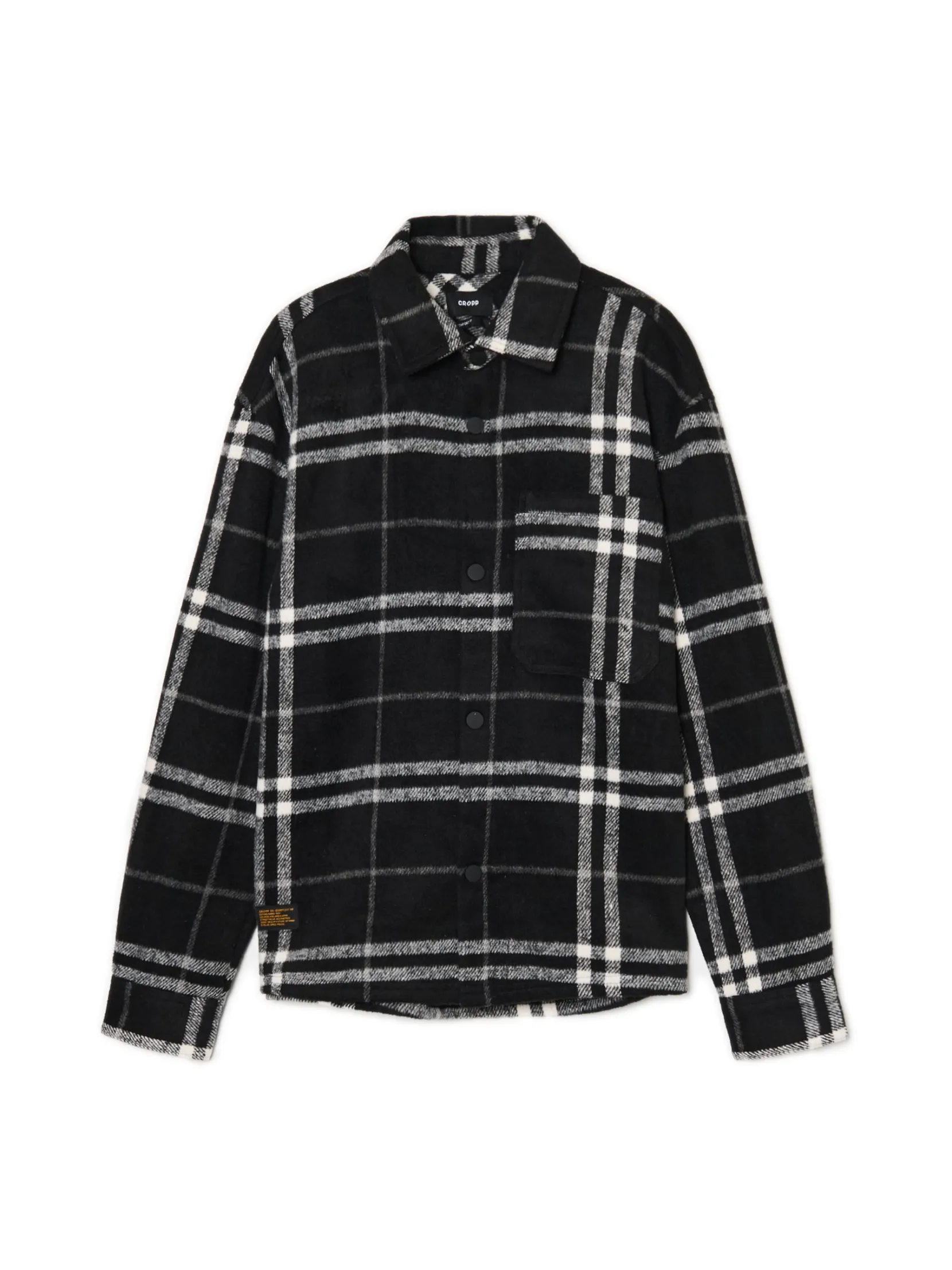Discount Czarna flanelowa koszula z domieszką wełny Koszule