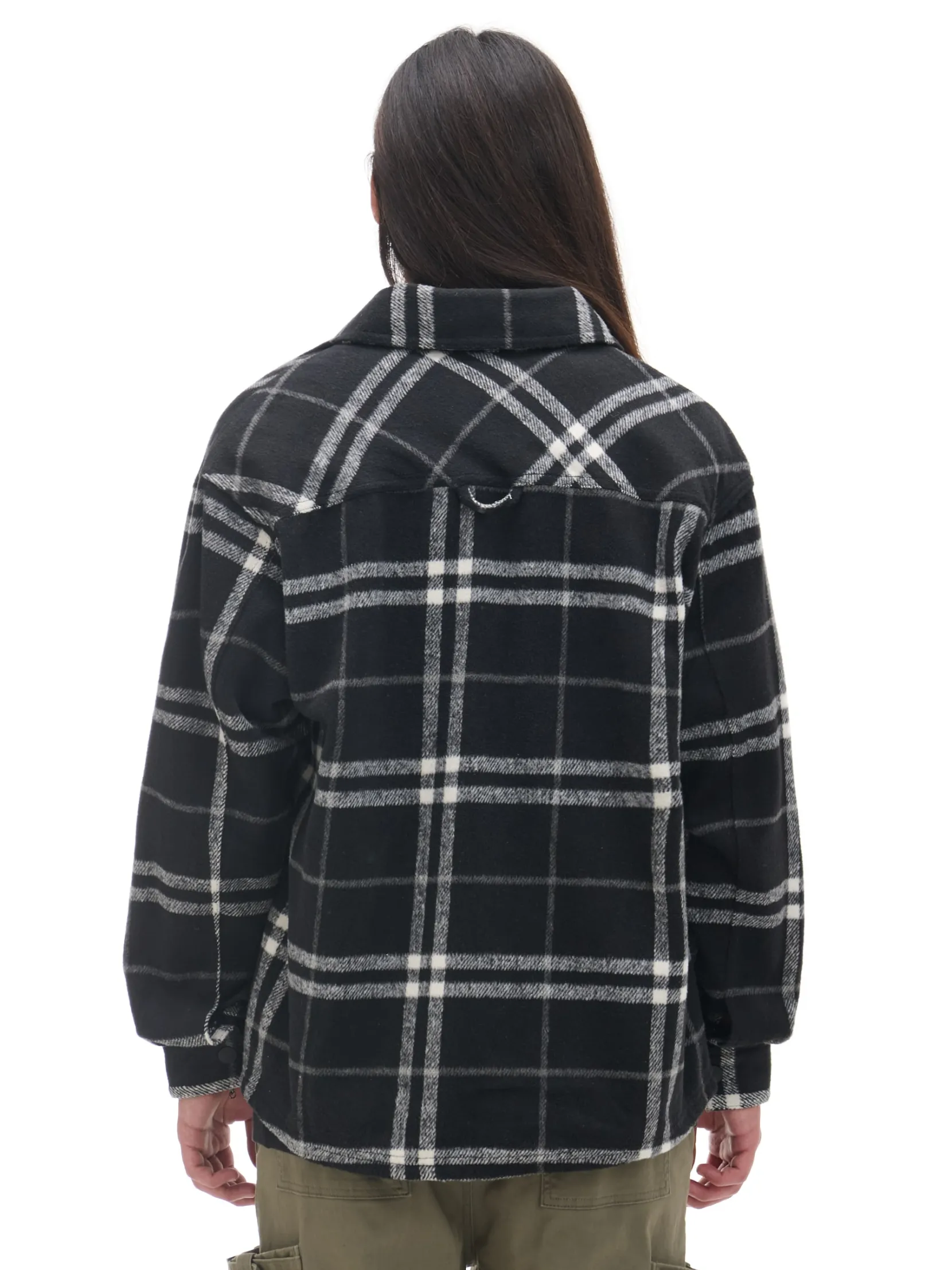 Discount Czarna flanelowa koszula z domieszką wełny Koszule
