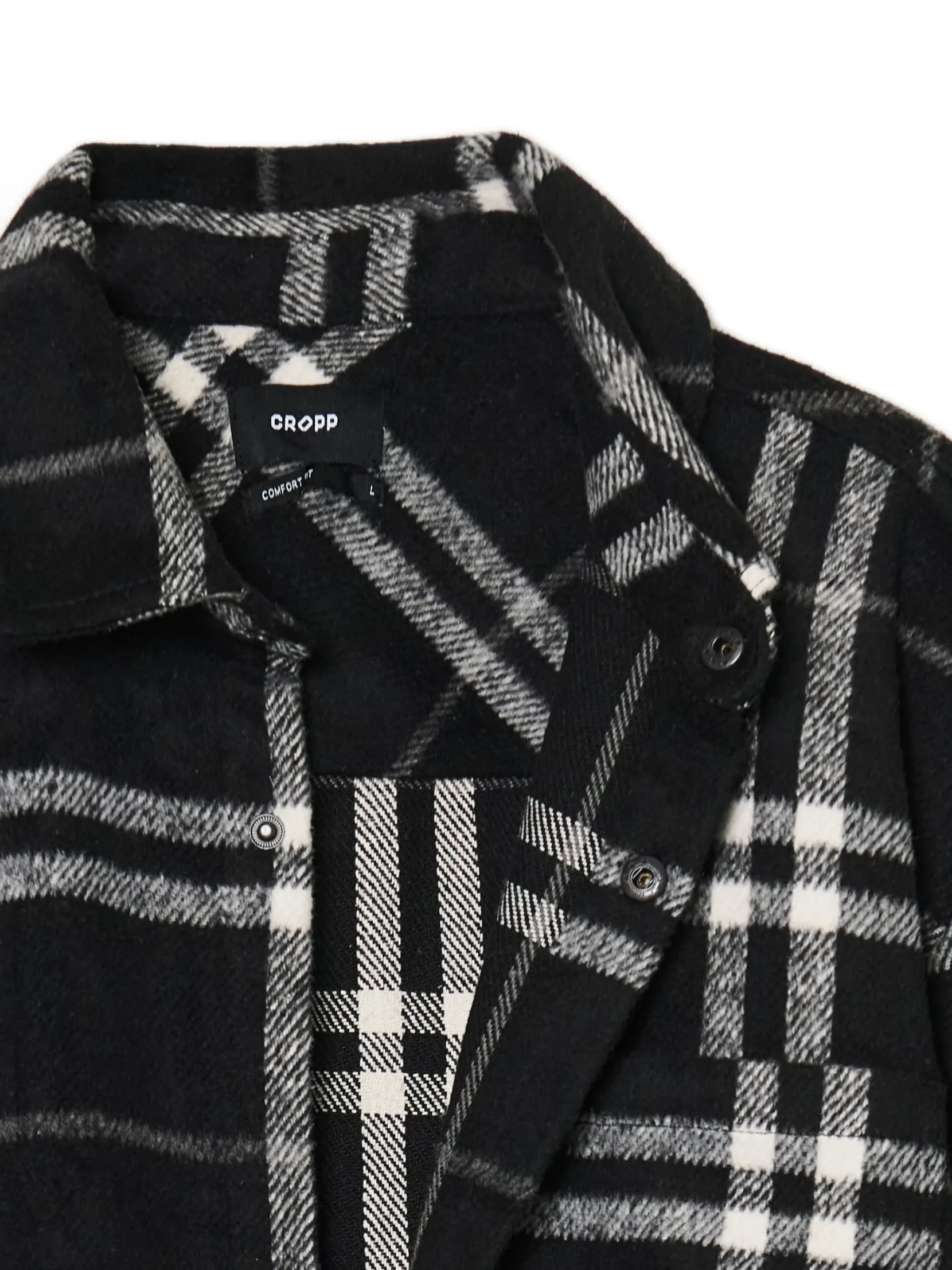 Discount Czarna flanelowa koszula z domieszką wełny Koszule