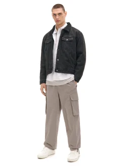 Hot Czarna jeansowa kurtka sherpa Kurtki, Płaszcze|Denim