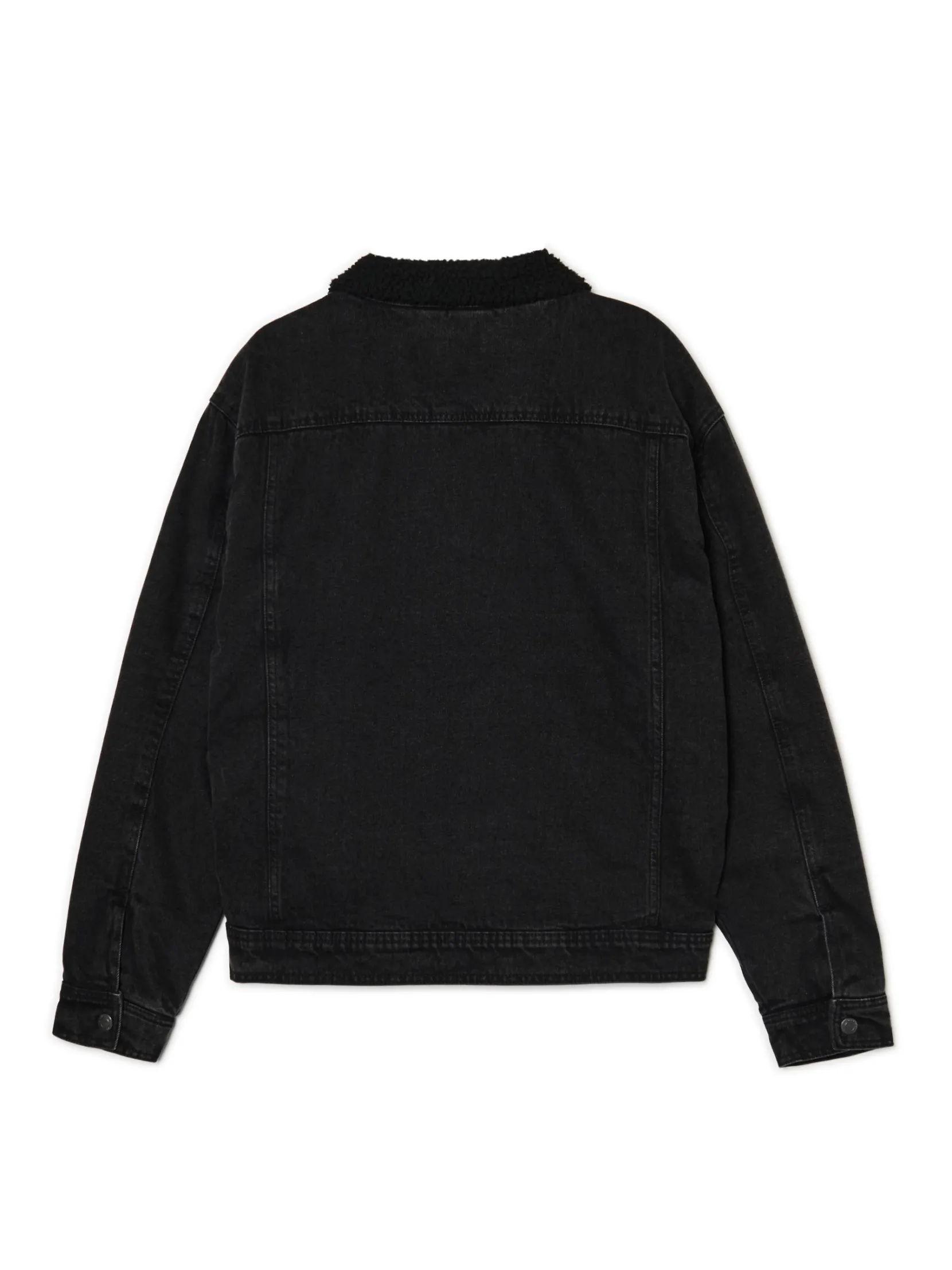 Hot Czarna jeansowa kurtka sherpa Kurtki, Płaszcze|Denim