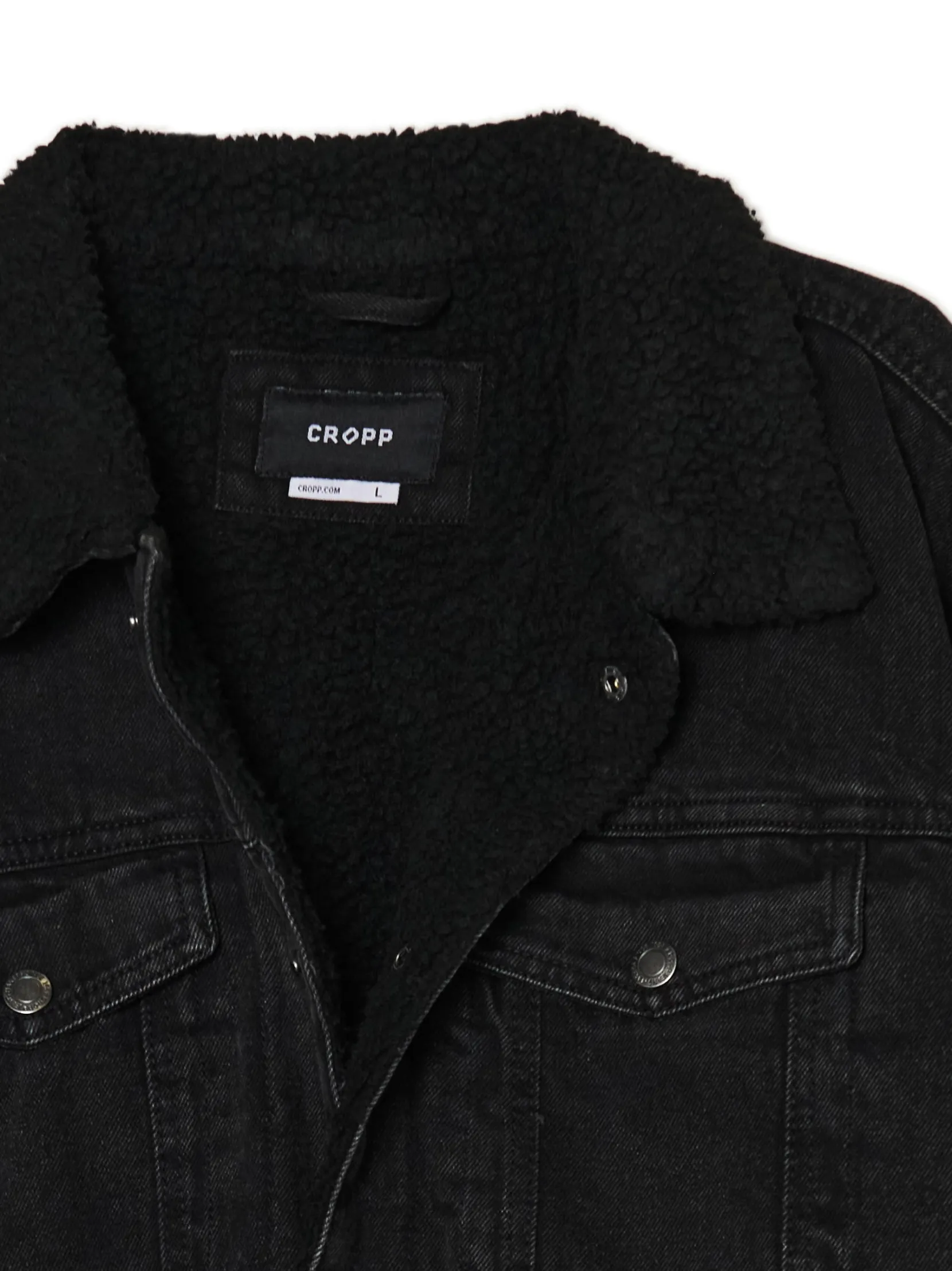 Hot Czarna jeansowa kurtka sherpa Kurtki, Płaszcze|Denim