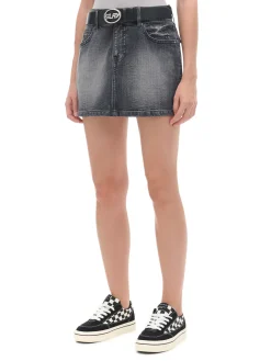 Clearance Czarna jeansowa spódnica mini Spódnice|Sety