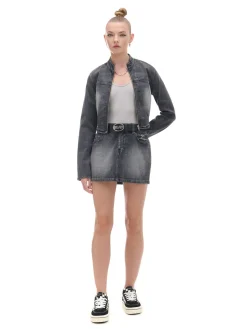 Clearance Czarna jeansowa spódnica mini Spódnice|Sety