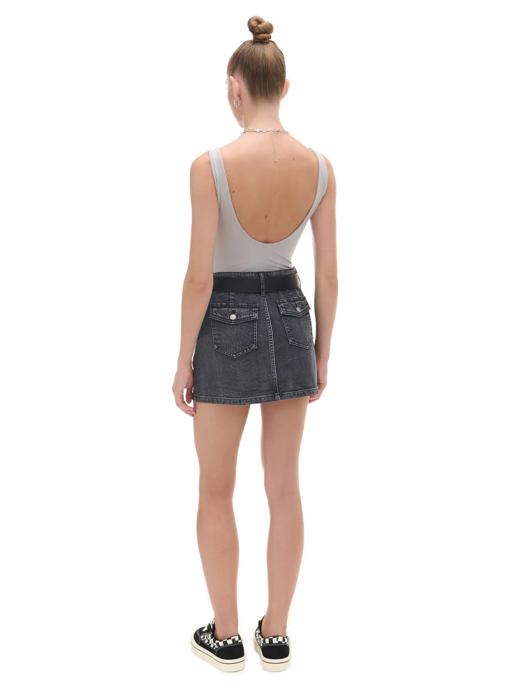 Clearance Czarna jeansowa spódnica mini Spódnice|Sety