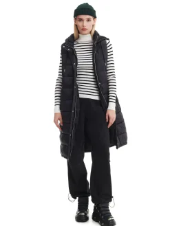 Discount Czarna kamizelka puffer z kapturem Kurtki, Płaszcze