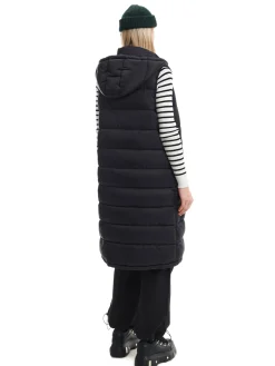 Discount Czarna kamizelka puffer z kapturem Kurtki, Płaszcze