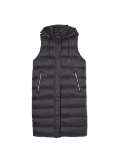Discount Czarna kamizelka puffer z kapturem Kurtki, Płaszcze