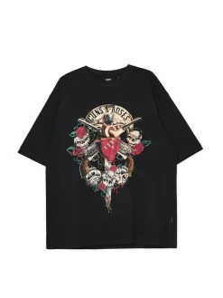 Fashion Czarna koszulka Guns N' Roses Koszulki