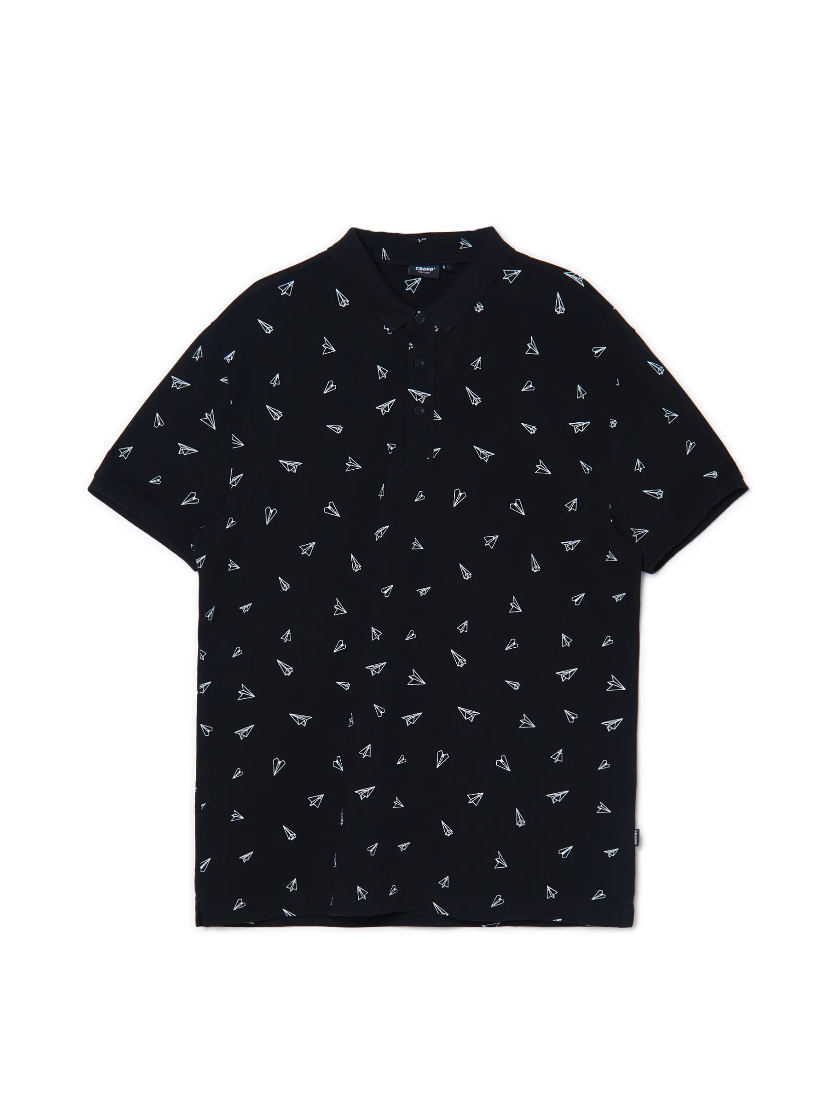 Hot Czarna koszulka polo z nadrukami all over Koszulki