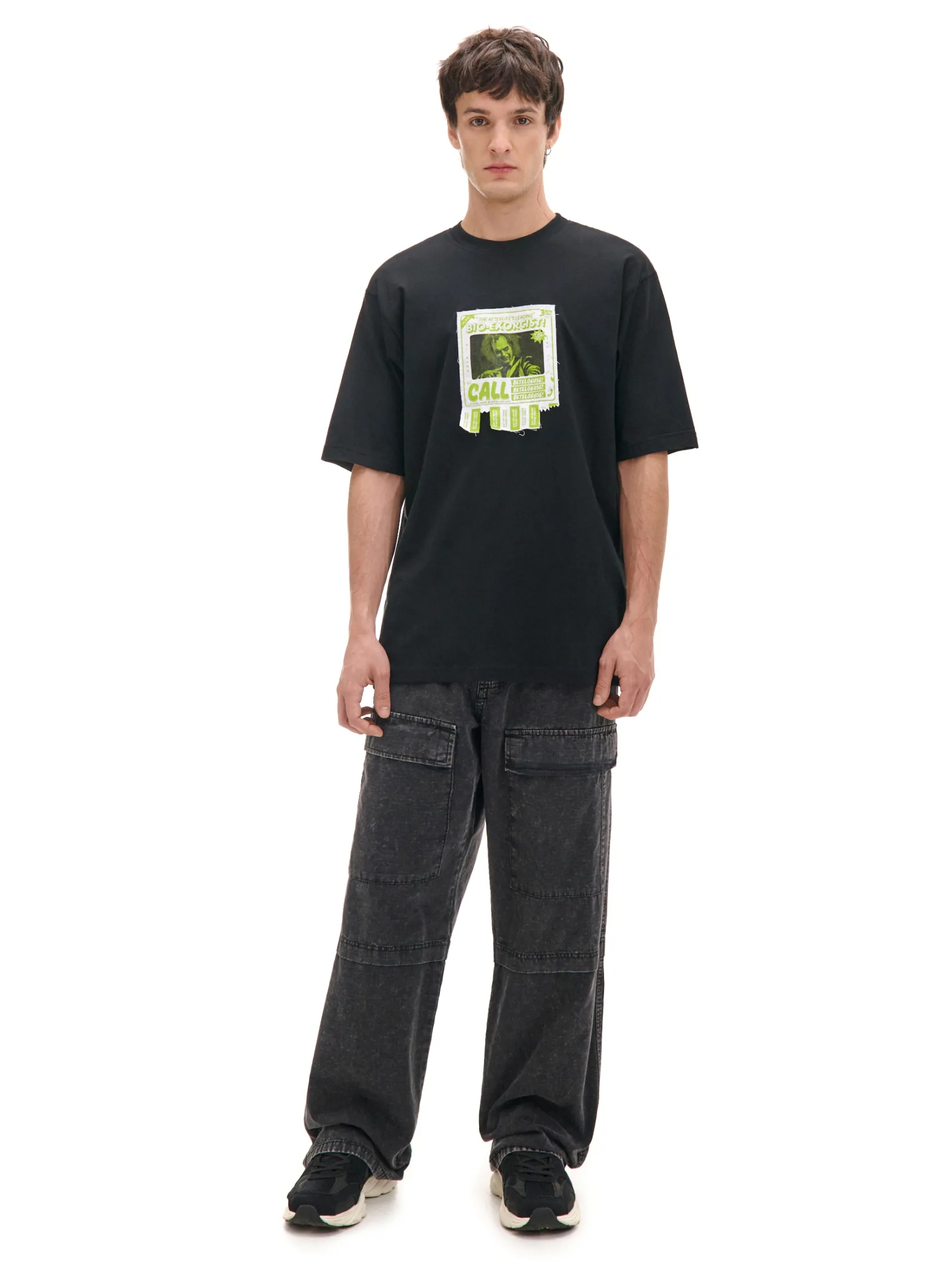 Sale Czarna koszulka z aplikacją Beetlejuice UNISEX Koszulki|Unisex