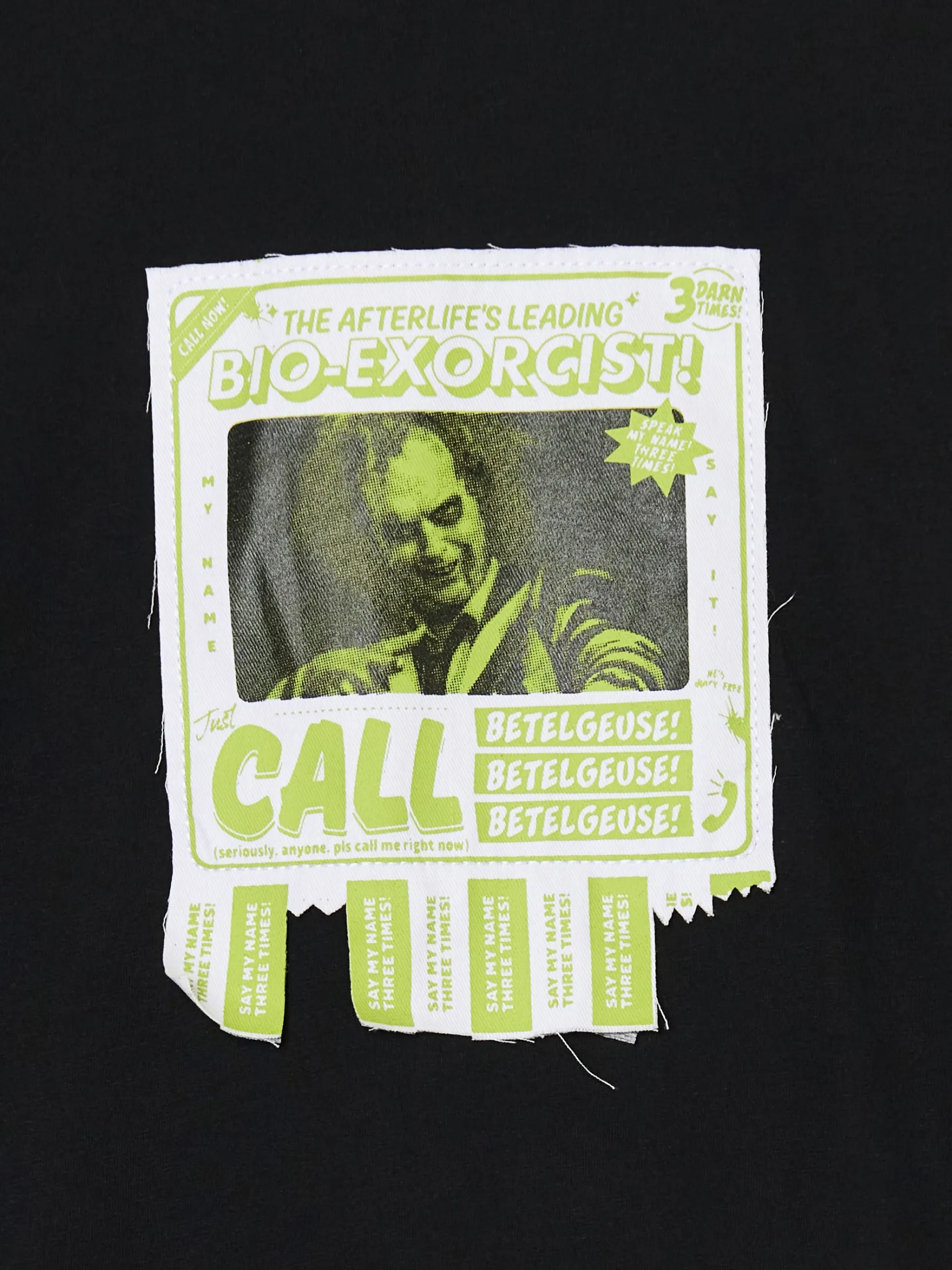 Sale Czarna koszulka z aplikacją Beetlejuice UNISEX Koszulki|Unisex