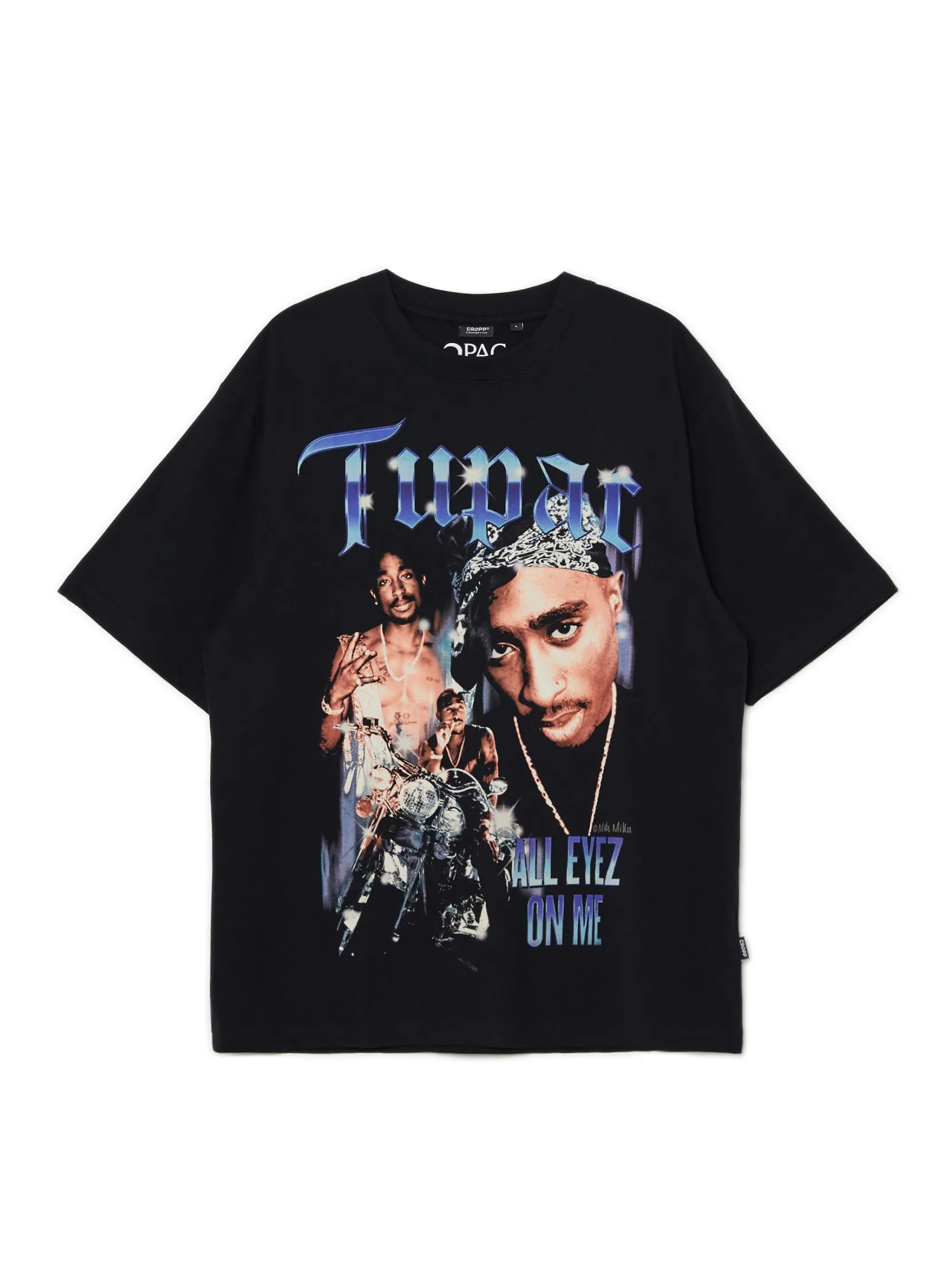 Fashion Czarna koszulka z nadrukiem Tupac Koszulki