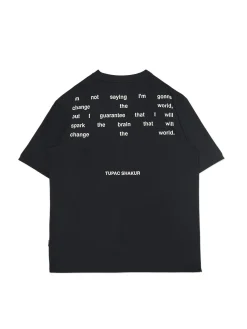 Fashion Czarna koszulka z nadrukiem Tupac Shakur Koszulki