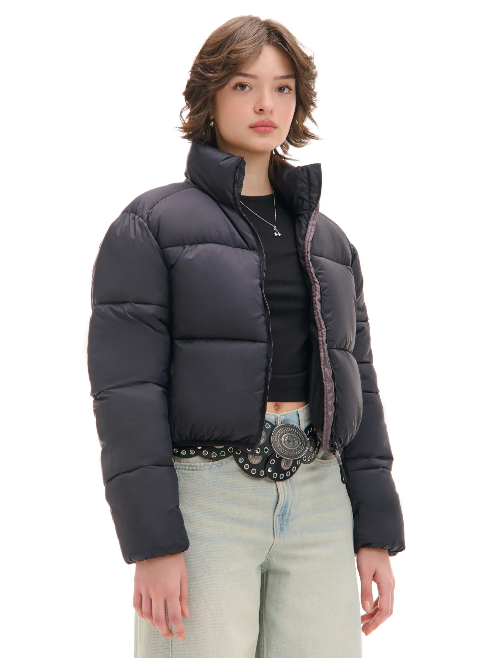 Discount Czarna kurtka puffer Kurtki, Płaszcze
