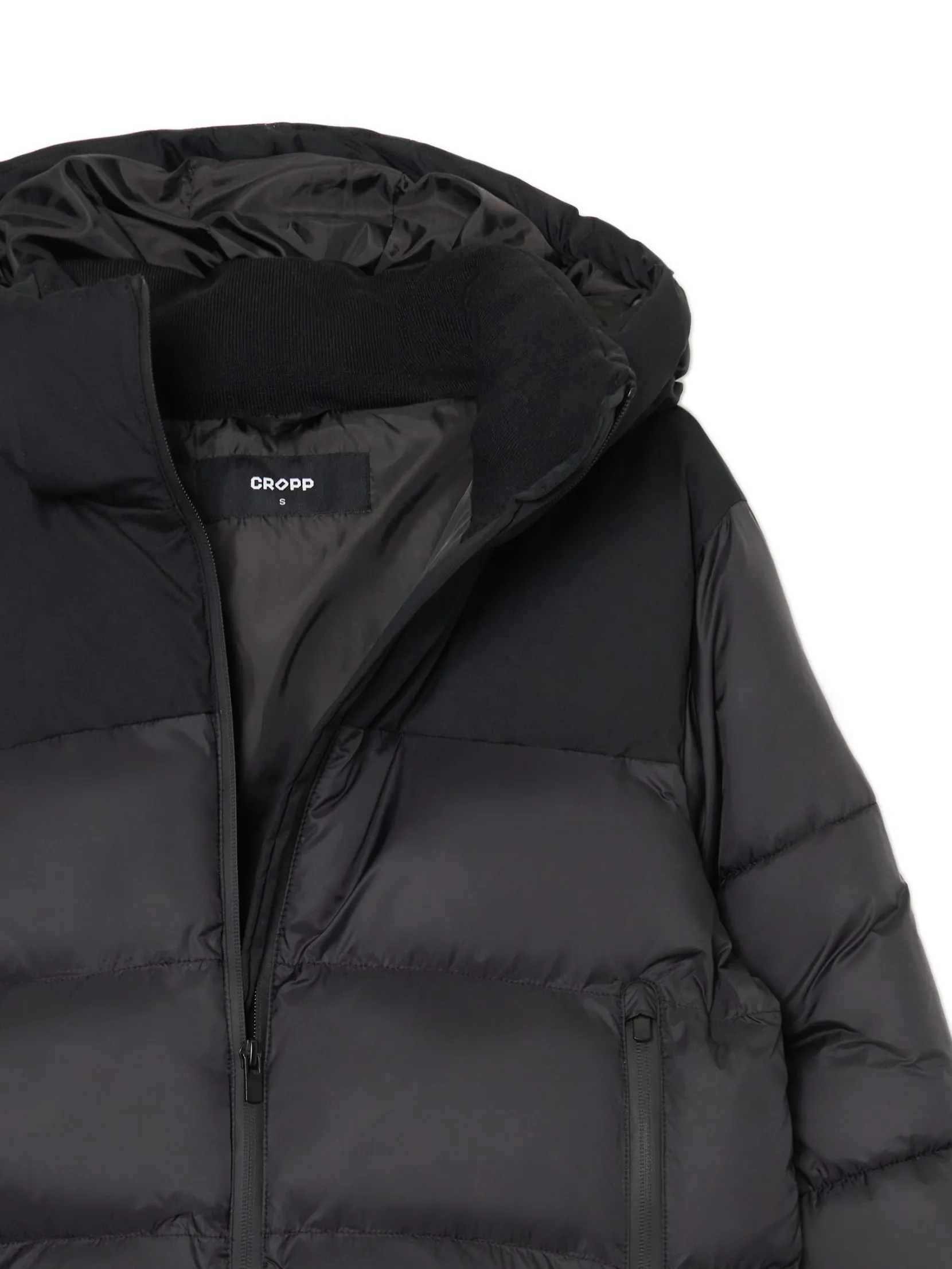 Outlet Czarna kurtka puffer z gładkim karczkiem Kurtki, Płaszcze