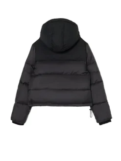 Outlet Czarna kurtka puffer z gładkim karczkiem Kurtki, Płaszcze