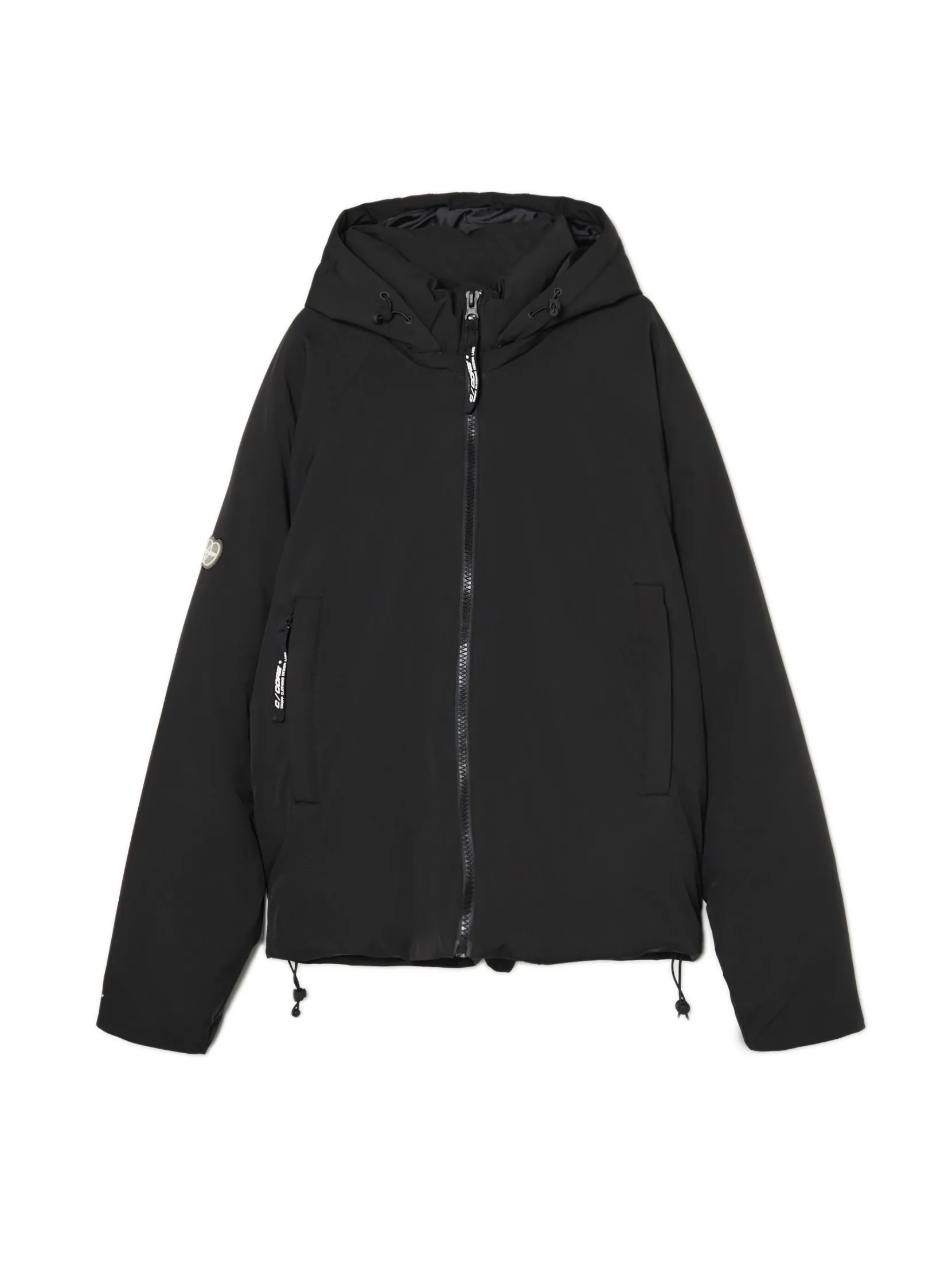 Clearance Czarna kurtka puffer z kapturem Kurtki Zimowe|Kurtki, Płaszcze