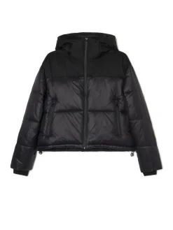Sale Czarna kurtka puffer z kapturem Kurtki, Płaszcze