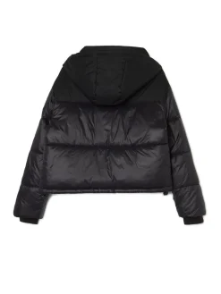 Sale Czarna kurtka puffer z kapturem Kurtki, Płaszcze
