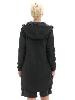 Sale Czarna parka z kapturem Kurtki, Płaszcze