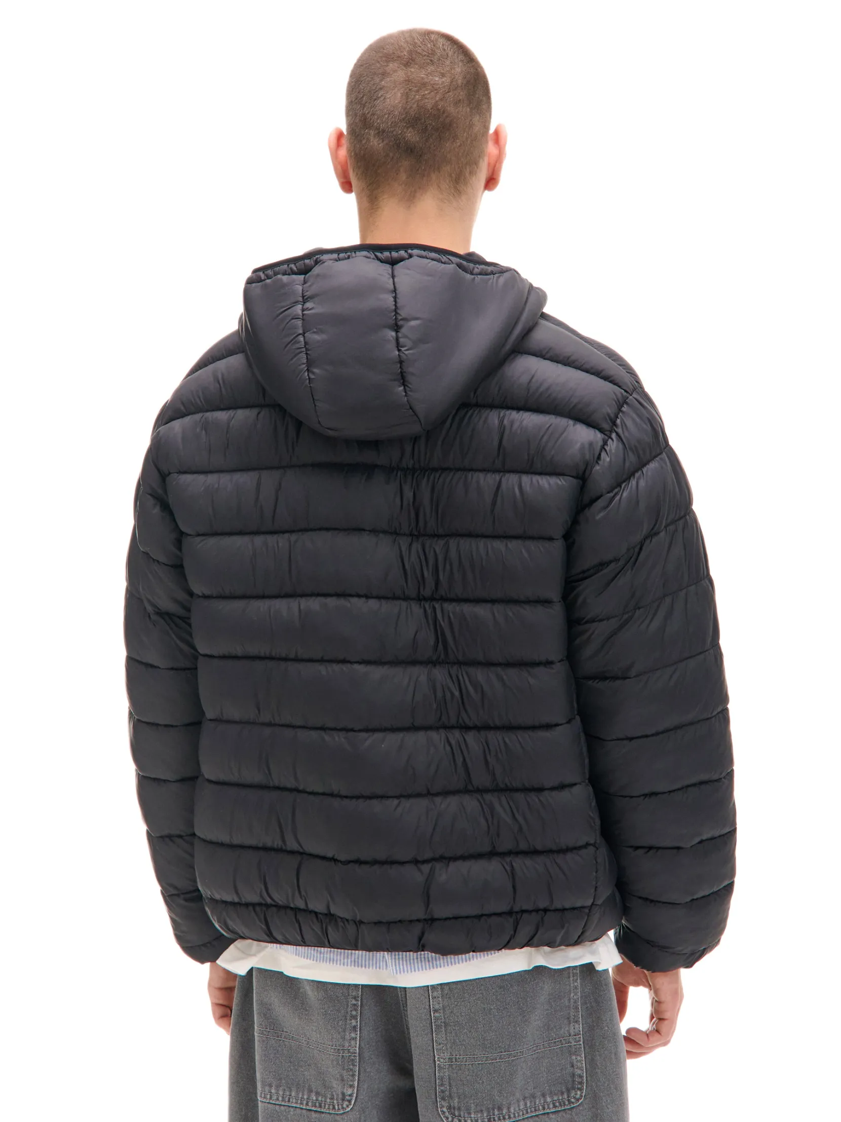Fashion Czarna pikowana kurtka basic Kurtki, Płaszcze