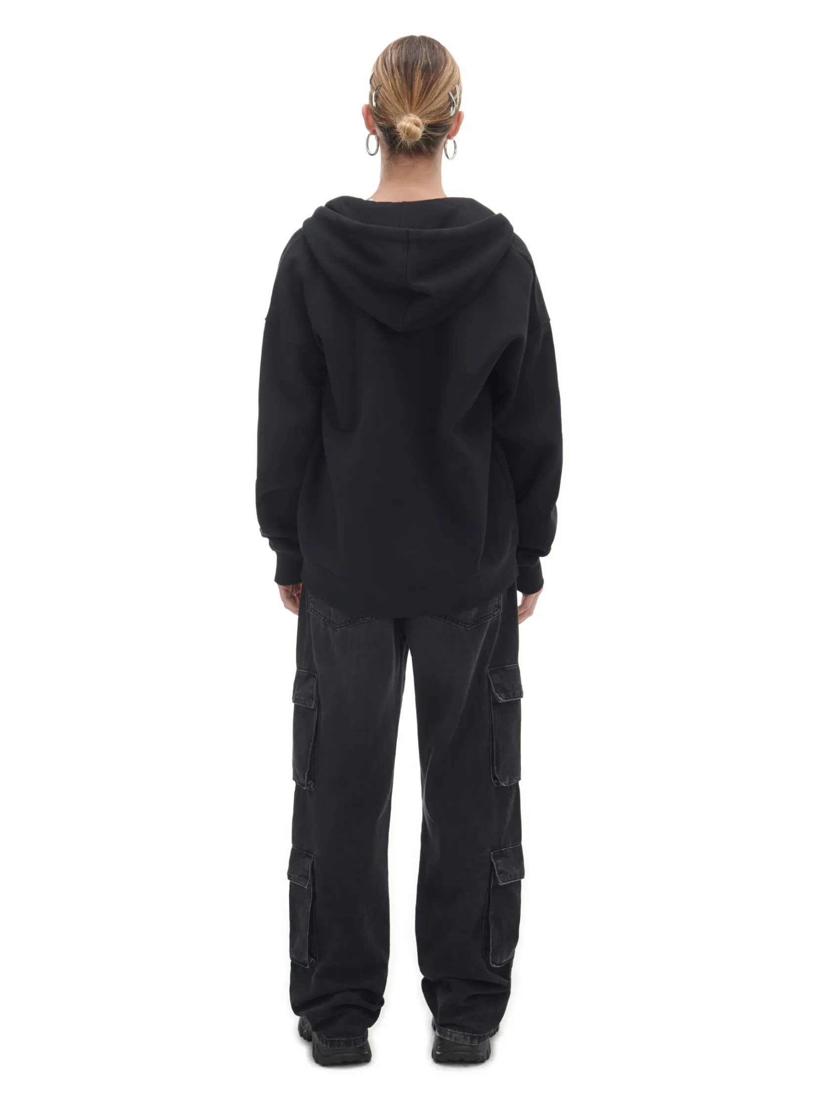 Sale Czarna rozpinana bluza oversize Bluzy