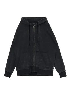 Online Czarna rozpinana bluza z kapturem Bluzy
