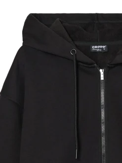 Outlet Czarna rozpinana bluza z kapturem Bluzy|Sety