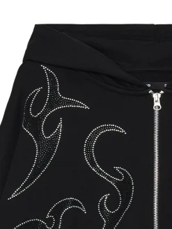 Sale Czarna rozpinana bluza z aplikacjami Bluzy
