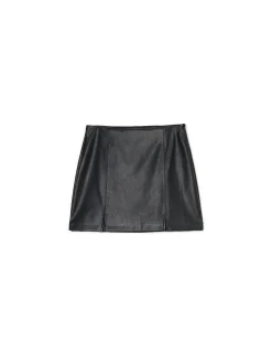 Clearance Czarna spódniczka mini z imitacji skóry Spódnice