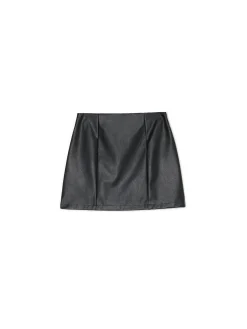 Clearance Czarna spódniczka mini z imitacji skóry Spódnice