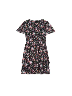 Clearance Czarna sukienka mini w kwiaty Sukienki, Kombinezony