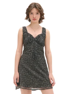 Fashion Czarna sukienka mini w kwiaty Sukienki, Kombinezony