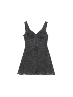 Fashion Czarna sukienka mini w kwiaty Sukienki, Kombinezony