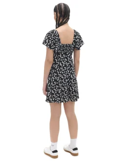 Fashion Czarna sukienka mini w stokrotki Sukienki, Kombinezony