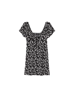 Fashion Czarna sukienka mini w stokrotki Sukienki, Kombinezony