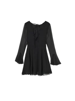 Clearance Czarna sukienka mini z falbanami Sukienki, Kombinezony