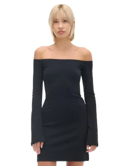 New Czarna sukienka mini z rękawami flare Sukienki, Kombinezony