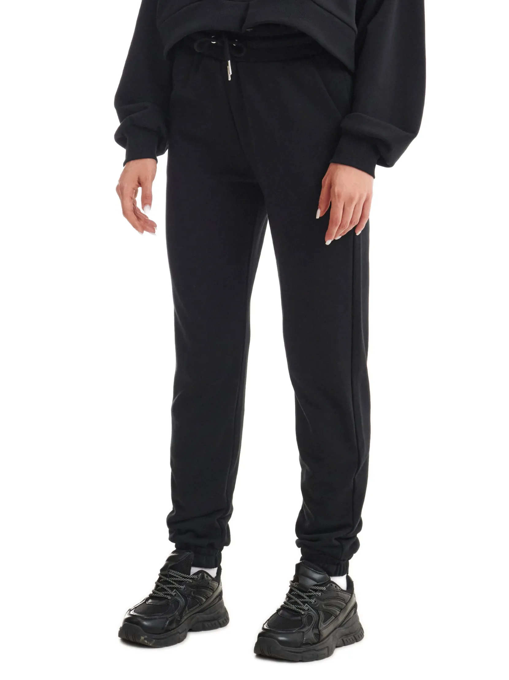Sale Czarne dresowe joggery Spodnie