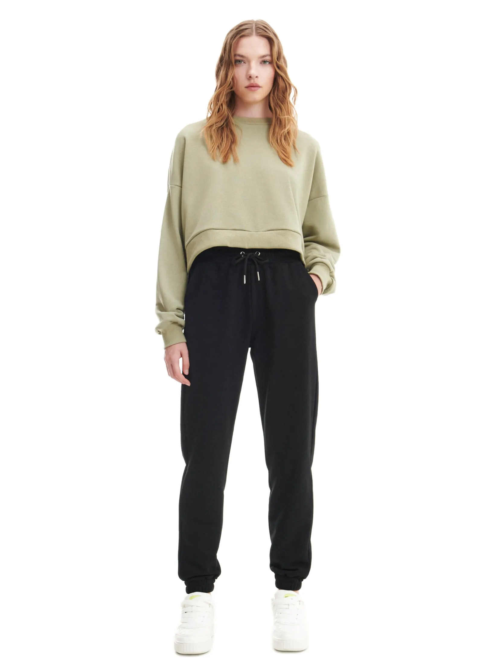 Sale Czarne dresowe joggery Spodnie