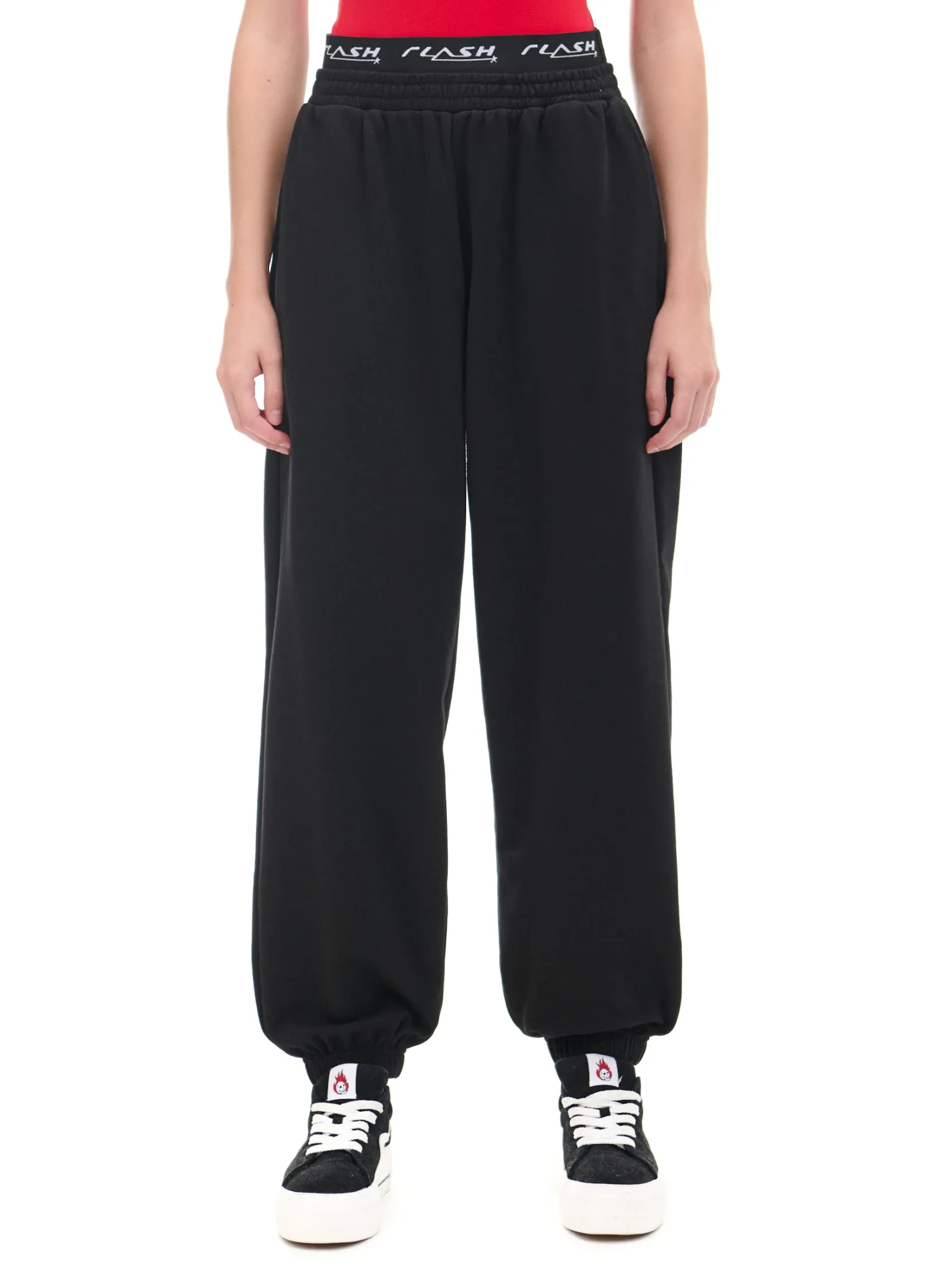 Sale Czarne dresowe joggery Spodnie