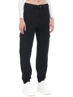 Fashion Czarne jeansowe joggery cargo Jeansy