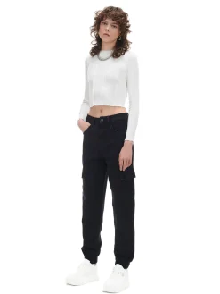 Fashion Czarne jeansowe joggery cargo Jeansy