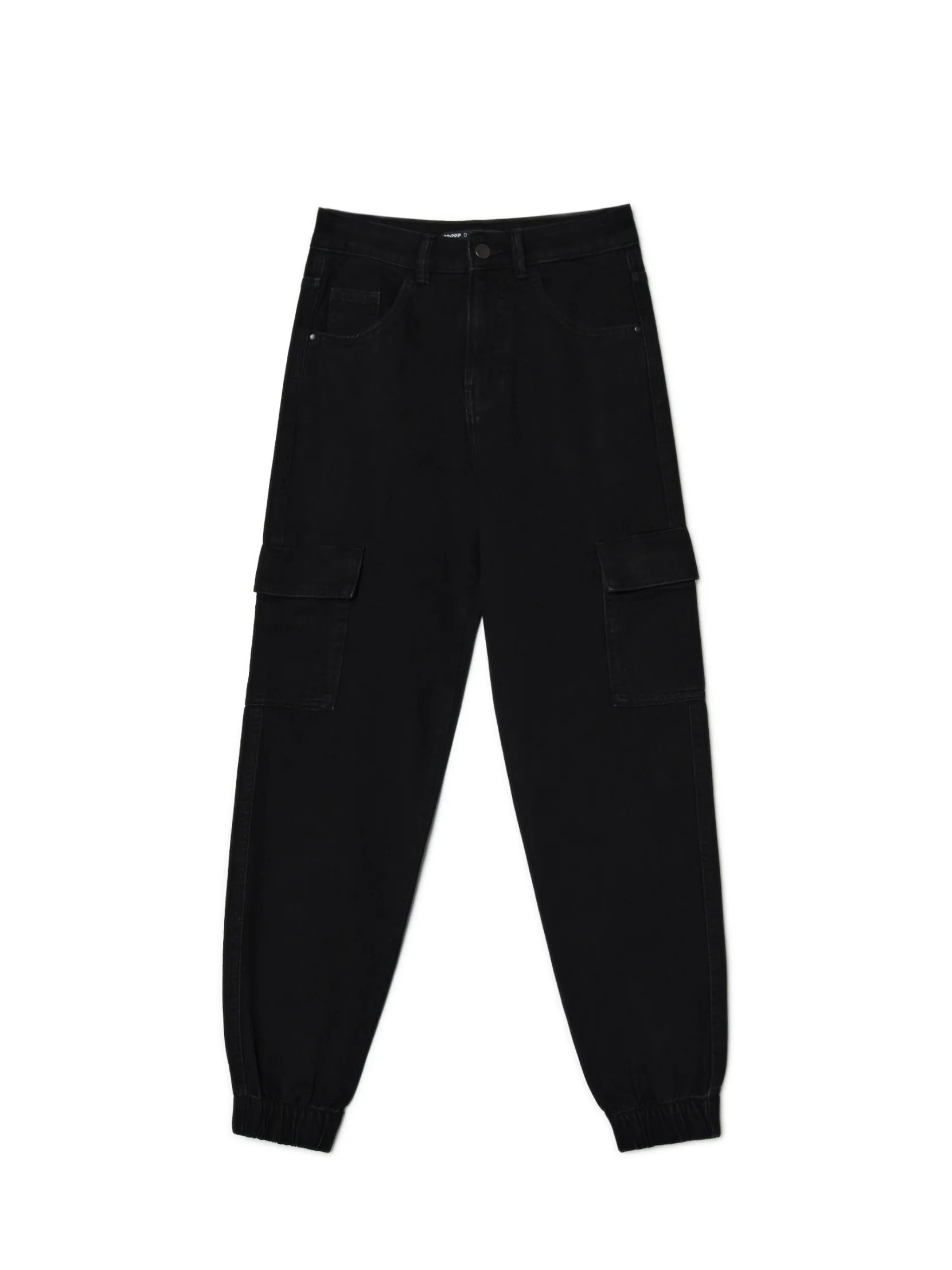 Fashion Czarne jeansowe joggery cargo Jeansy