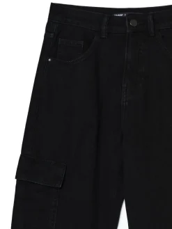 Fashion Czarne jeansowe joggery cargo Jeansy