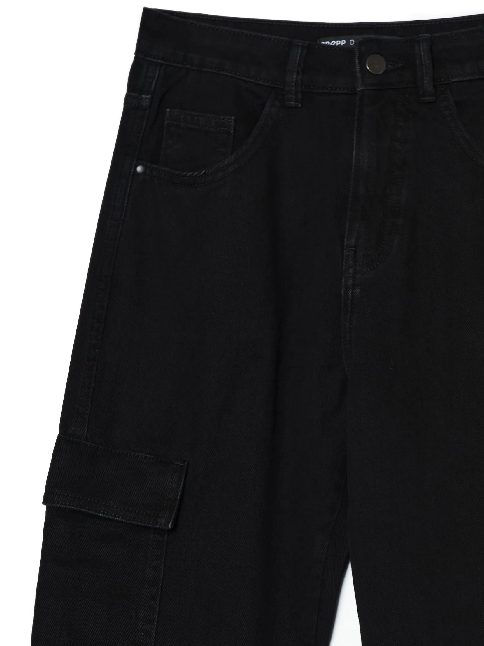 Fashion Czarne jeansowe joggery cargo Jeansy