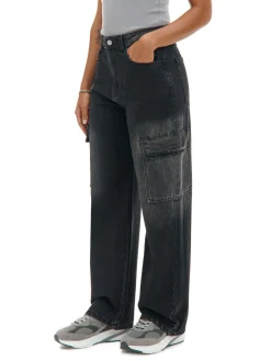 Fashion Czarne jeansy baggy PETITE Jeansy